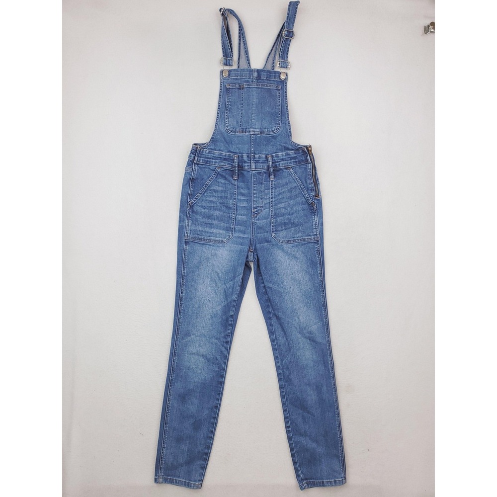 Madewell Overalls Womens M Blue Denim Stretch Slim Fit Bib Casual One Piece